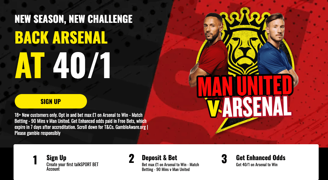 TalkSport Betting Welcome - Get 40/1 Arsenal's Man to win UTD! star-news.press/wp
